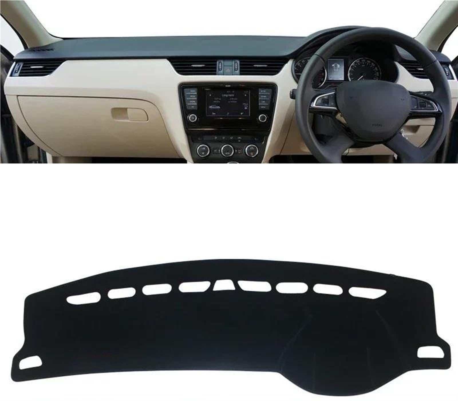 Armaturenbrett-Pad Für Skoda Für Octavia A7 MK3 5E 2013 2014 2015 2016 2017 2018 2019 Auto-Armaturenbrett-Sonnenschutz-Abdeckungsmatte Unterlage(A RHD Black Side) von Sqnbra