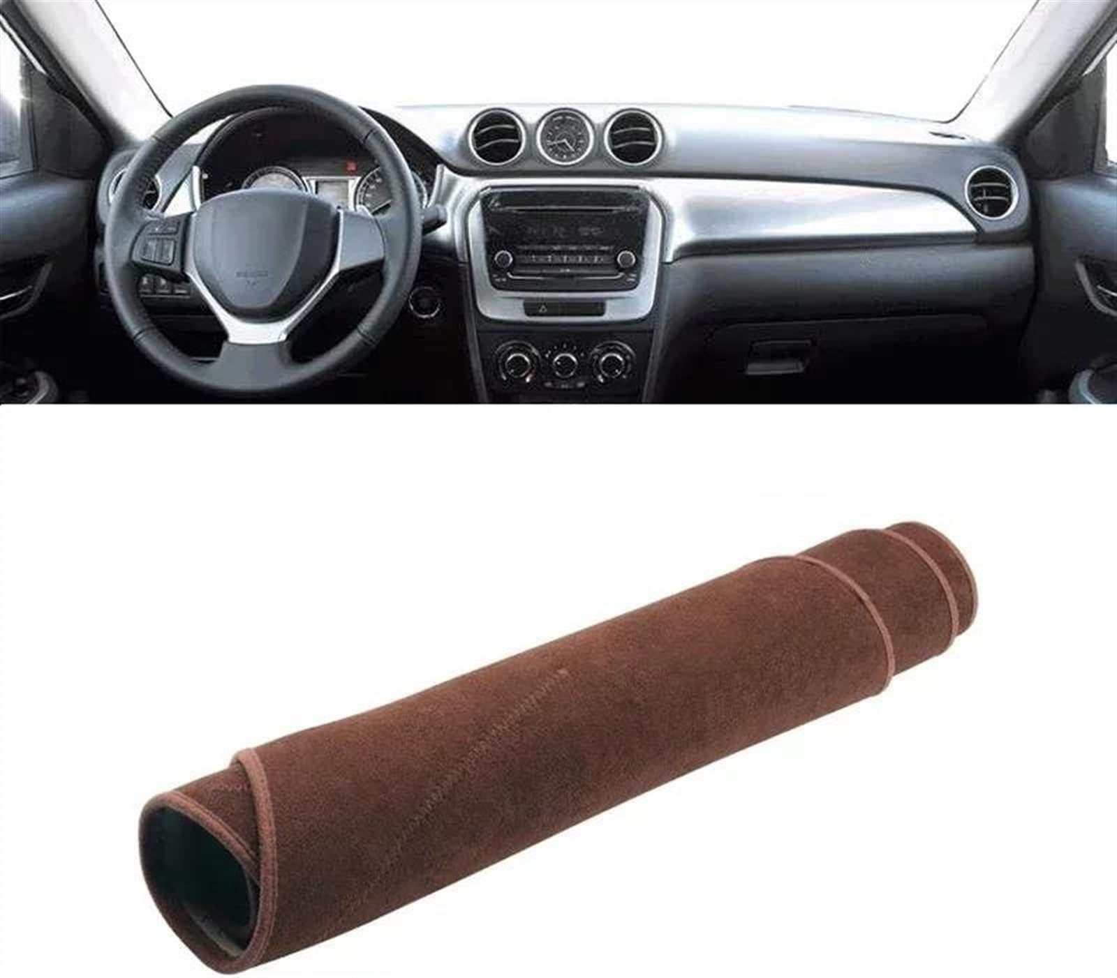 Armaturenbrett-Pad Für Suzuki Für Vitara LY 2015 2016 2017 2018 2019 2020 2021 2022 Auto Dashboard Abdeckung Sonnenschutz Vermeiden Licht Matte Pad(B LHD Brown) von Sqnbra