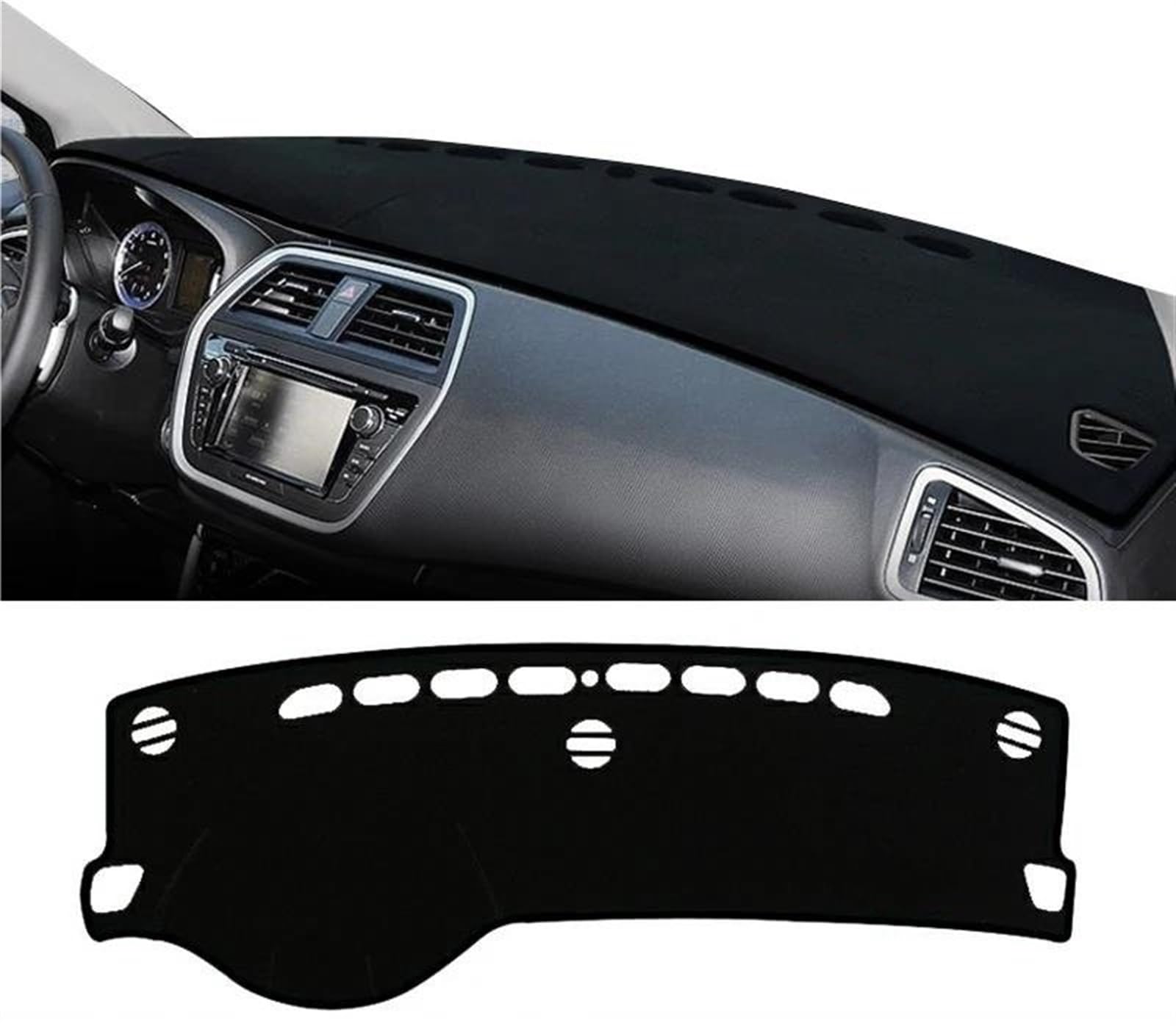 Armaturenbrett-Pad Für Suzuki SX4 Für S-Cross 2013 2014 2015 2016 2017 2018 2019 2020 Auto Armaturenbrett Matte Sonnenschutz Pad Abdeckung Teppiche(A LHD Black Side) von Sqnbra