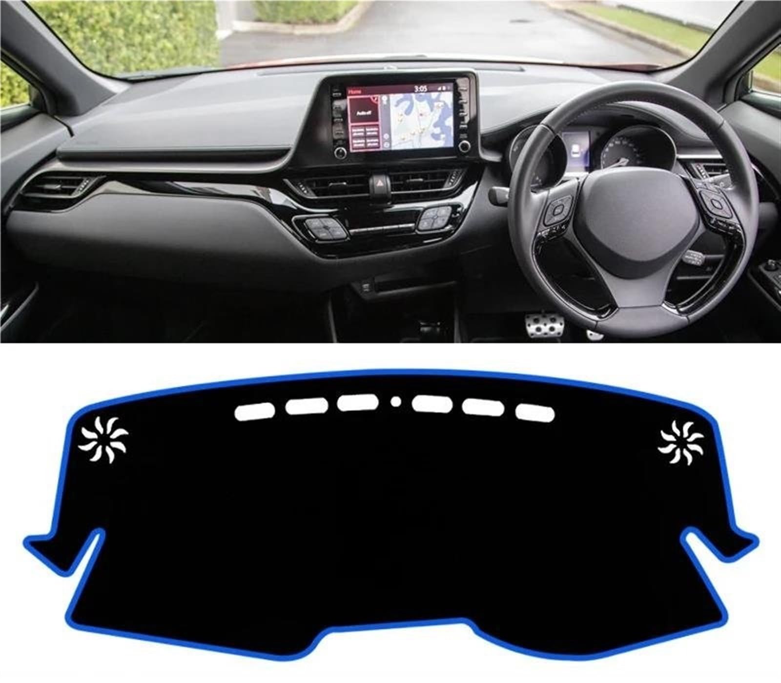 Armaturenbrett-Pad Für Toyota Für C-HR 2016 2017 2018 2019 2020 2021 2022 Auto Dashboard Abdeckung Sonnenschutz Matte Vermeiden Licht Pads(A RHD Blue Side) von Sqnbra