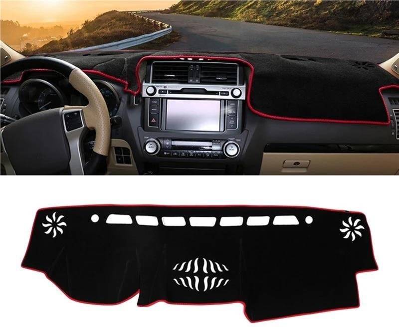 Armaturenbrett-Pad Für Toyota Für Land Für Cruiser Für Prado 150 FJ150 2010-2017 2018 2019 2020 Auto Armaturenbrettabdeckung Armaturenbrettmatte Unterlage(A Red Side LHD) von Sqnbra