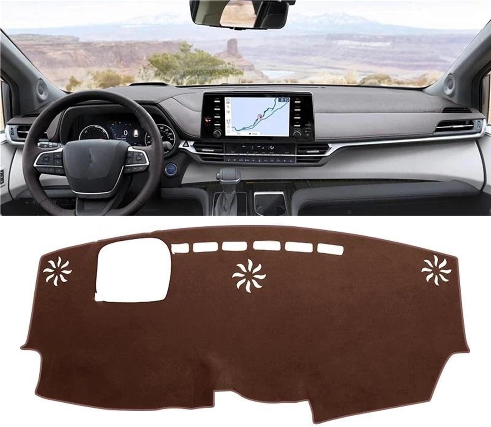 Armaturenbrett-Pad Für Toyota Für Sienna 4th Gen XL40 Für Hybrid 2021 2022 2023 2024 Auto Dashboard Abdeckung Sonnenschutz Vermeiden Licht Matte Pad(with HUD Brown) von Sqnbra