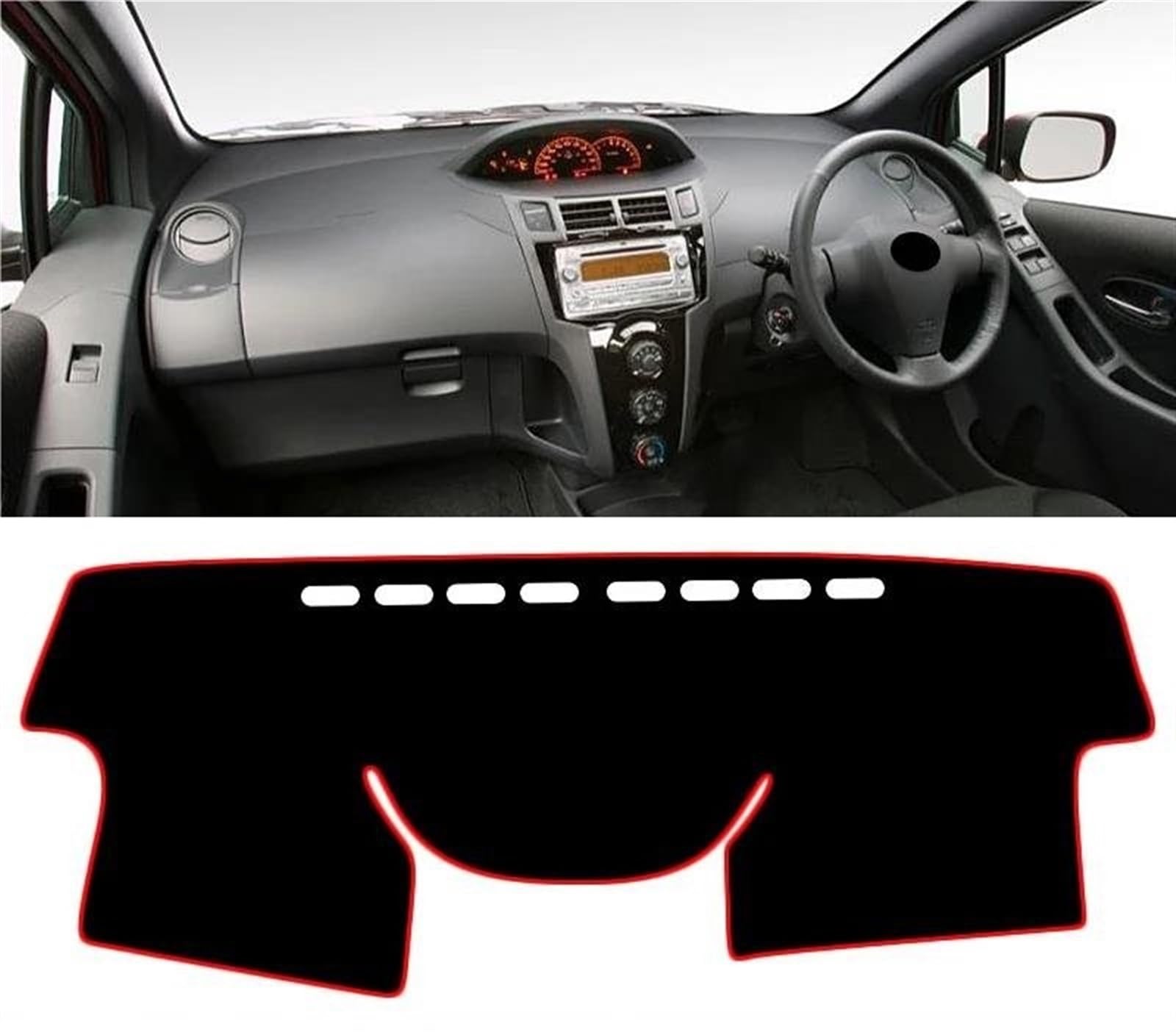 Armaturenbrett-Pad Für Toyota Für Yaris Für Vitz 2006 2007 2008 2009 2010 2011 Auto-Armaturenbrett-Sonnenschutz-Abdeckmatte Instrumententafel Unterlage(A Red Side RHD) von Sqnbra