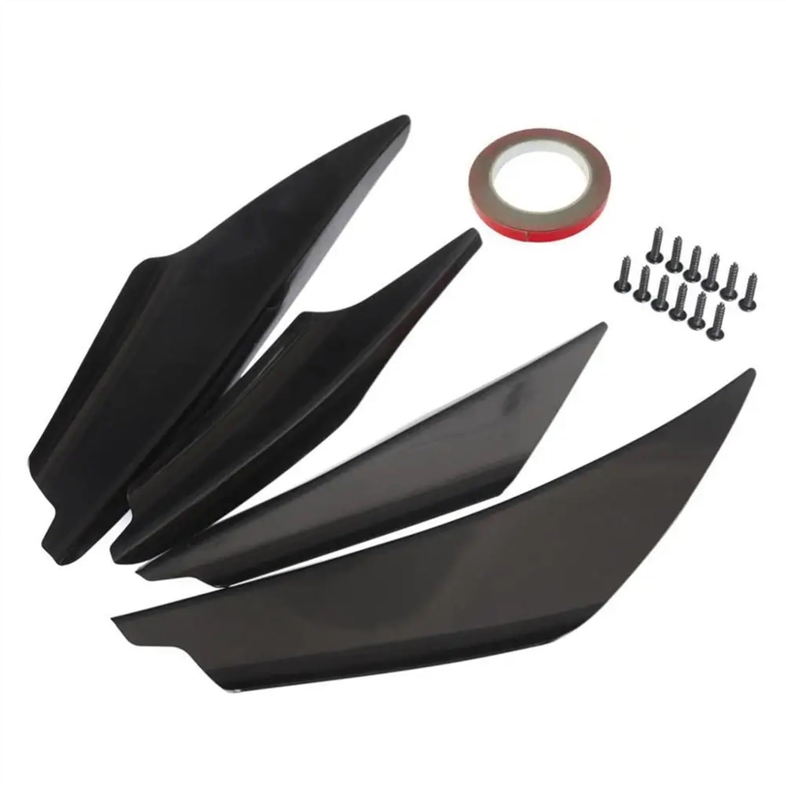 Frontlippe Spoiler 4 Stücke Universal Auto Frontstoßstangen Spoiler Set Kratzleiste Carbon Faser Auto Frontstoßstange Körperlippe Canards Spoiler Splitter Kits Auto Frontstoßstange Spoiler(Schwarz) von Sqnbra