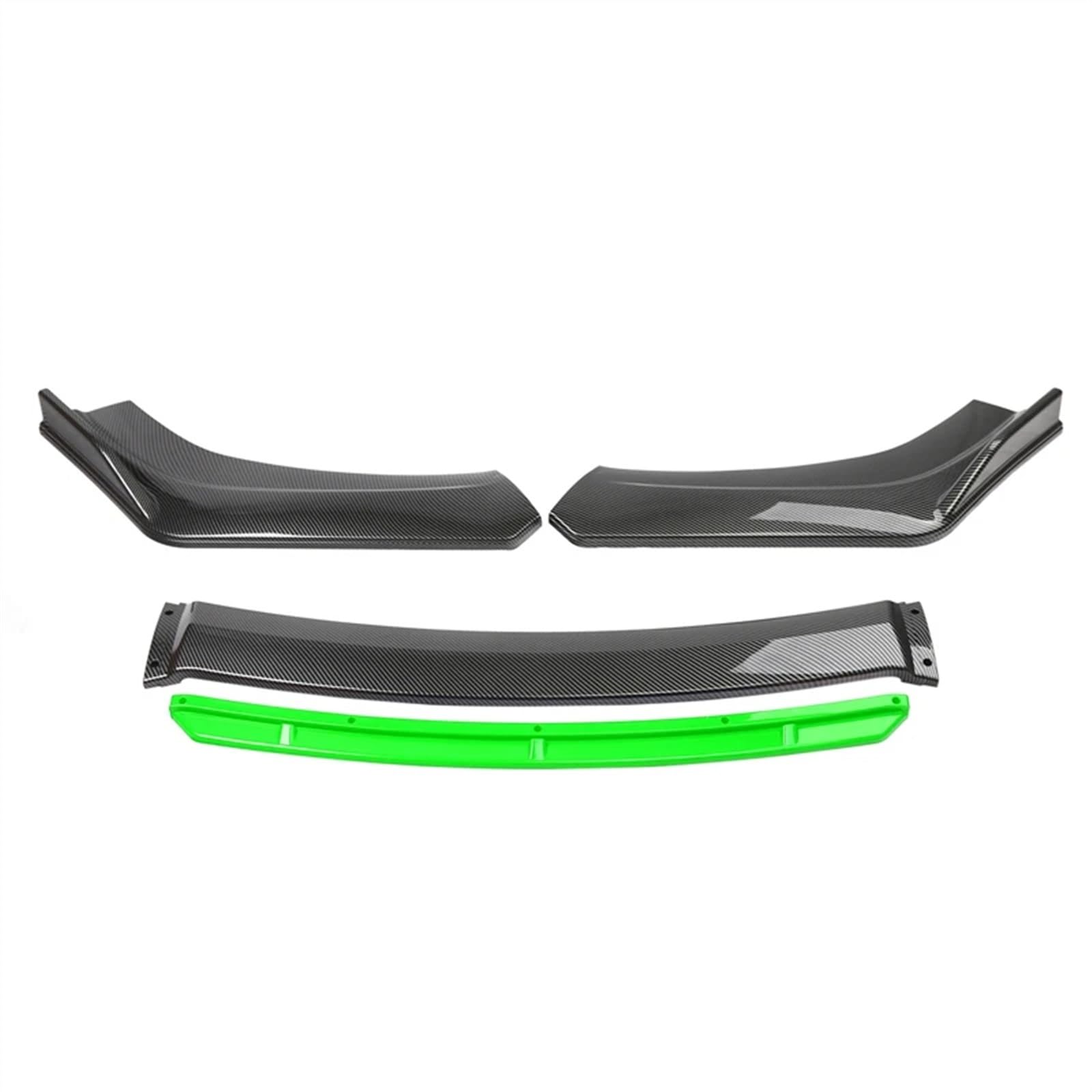 Frontlippe Spoiler Universal Frontspoiler Spoiler Splitter Lippen Auto Stoßstange Lip Protector Kinn Diffusor Body Kits Auto Externe Zubehör Auto Frontstoßstange Spoiler(Carbon with Green) von Sqnbra