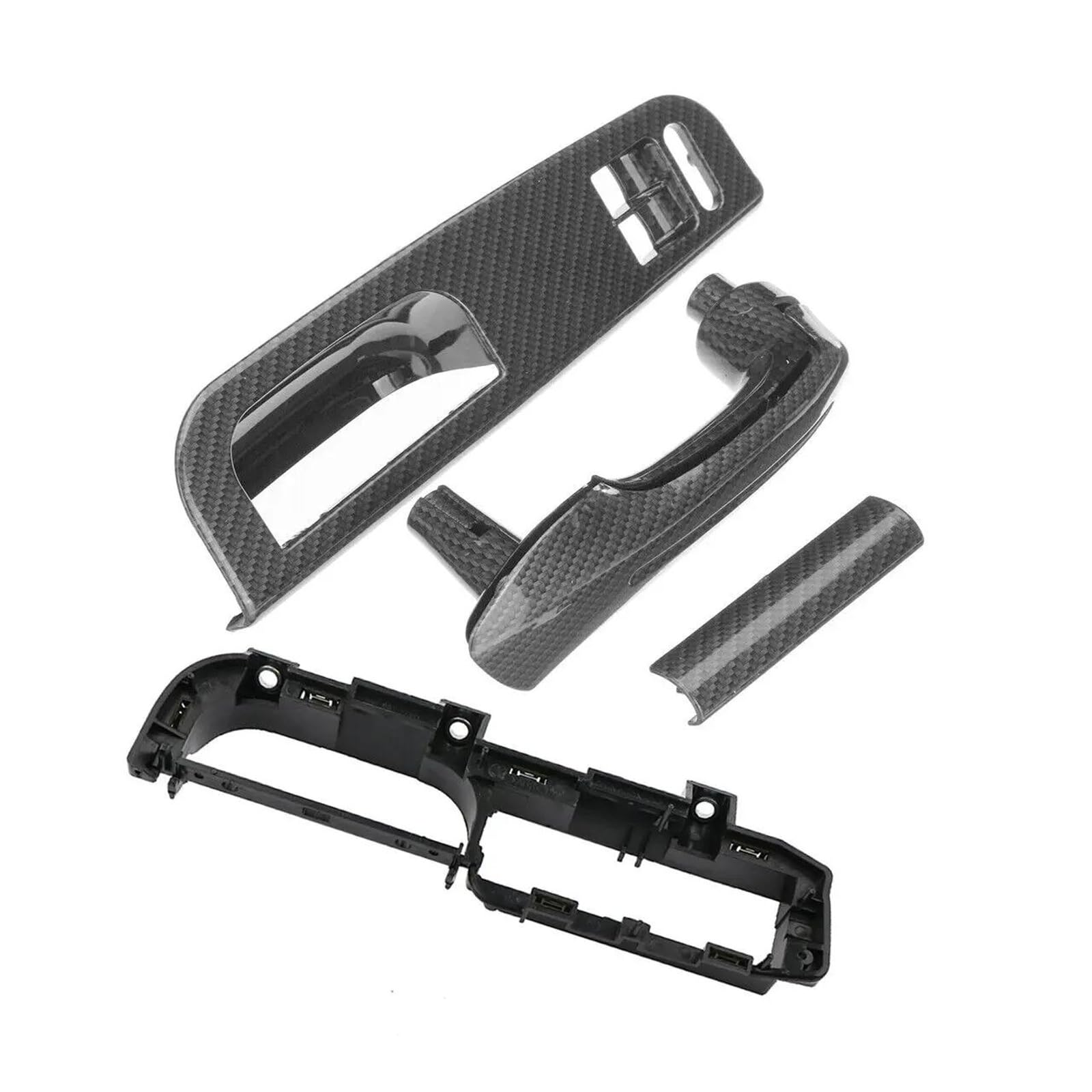 Türgriff Innen 3B1867171D 1J4867180A 4 Stücke Carbon Fibre Innentür Haltegriff Abdeckung Schalter Lünette & Bracke Für VW 2 Türer Für Jetta Für Bora Für Golf MK4 Griffverkleidung(Carbon Fibre Set) von Sqnbra