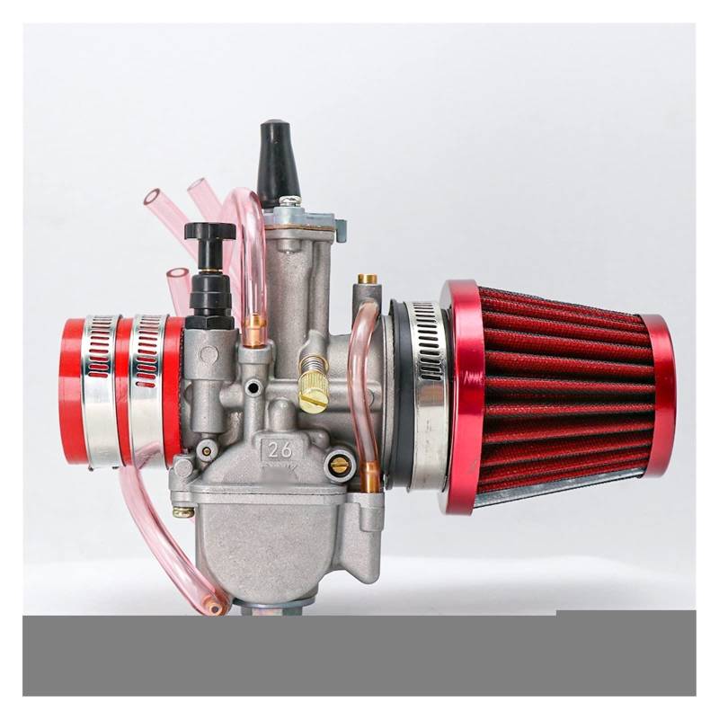 Vergaser Motorrad Vergaser Vergaser Mit Luftfilter ATV Buggy Quad Dirt Bike Fit 2T 4T Für Jog Für DIO Für PWK 21 24 26 28 30 32 34mm Ketten SäGen Vergaser(26mm RED) von Sqnbra