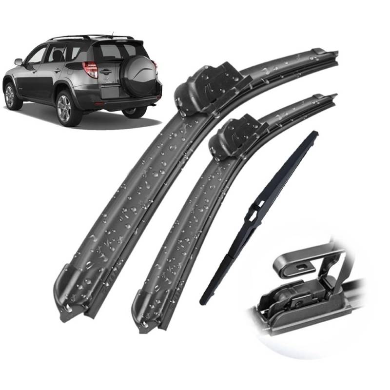 Umweltfreundlicher scheibenwischer Set für Toyota RAV4 XA30 2005–2012, 3-teiliges for vorne und hinten,24 Zoll + 16 Zoll + 12 Zoll von Srltsy