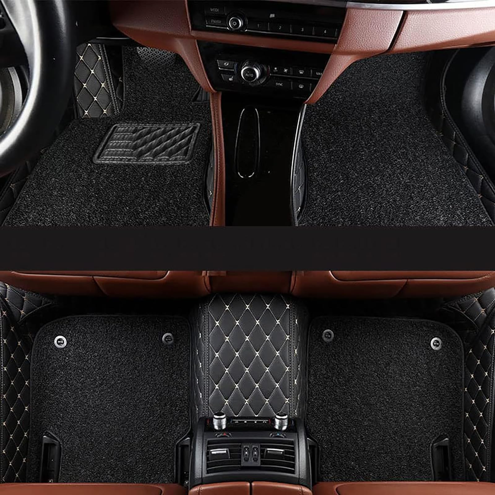 Leder Auto FußMatten für Audi TT(4 Seats) 2015-2023 MK2, Anpassen Automatte Vorne Hinten Bodenmatte Teppich wasserdichte rutschfeste Fussmatten Allwetterschutz ZubehöR,F/Full-Black von StRoux