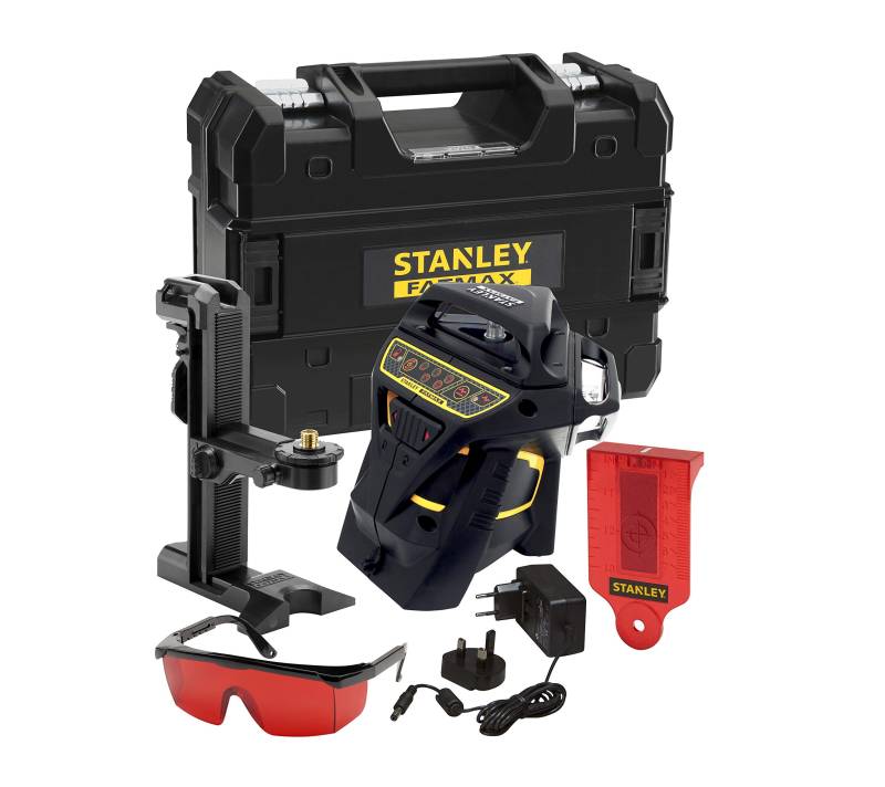 Stanley FatMax Multilinienlaser X3 rot FMHT1-77357 (3x 360° Kreuz-Linienlaser, mit roter Diode, für Innen- & Außenbereich, selbstnivellierend, IP54, inkl. Zubehör, Ladegerät & Aufbewahrungsbox) von Stanley