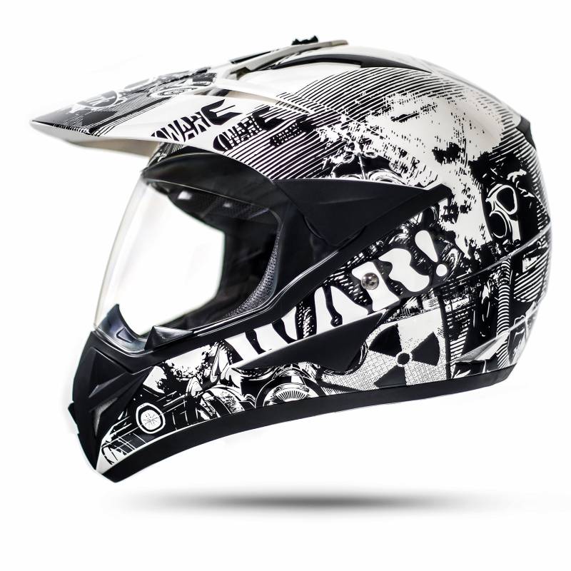 GS War Weiß Crosshelm mit Visier für Quad ATV Enduro Motorradhelm ECE 2205 Größe: M 57-58cm von ATO Moto