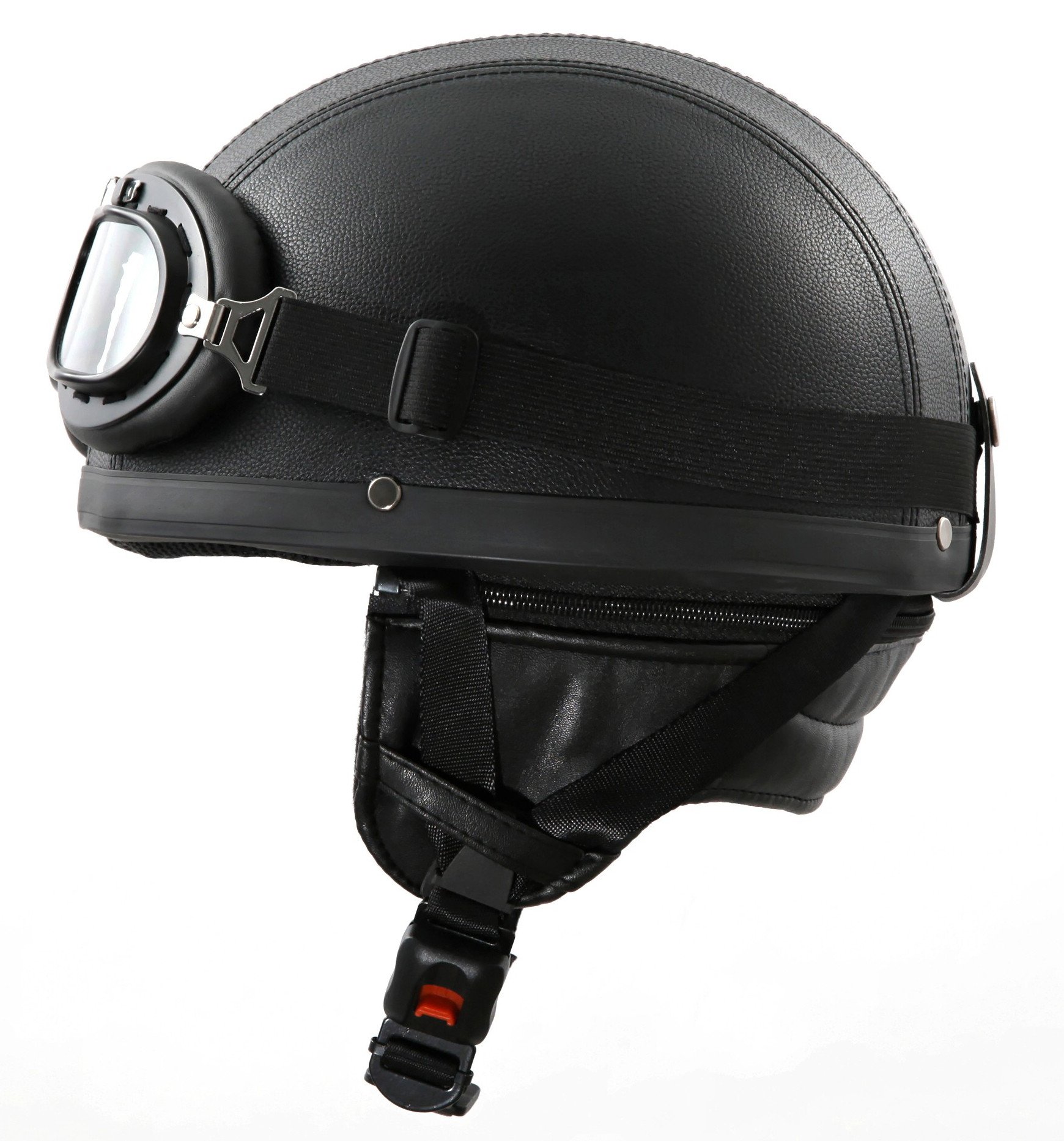 ATO Moto Oldtimer Motorradhelm + Brille mit Leder bezogen Größe: M 57/58cm von ATO Moto