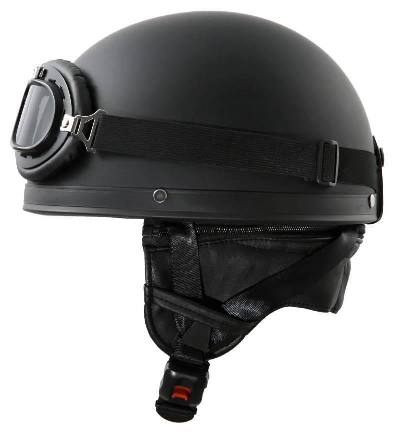 ATO Moto Oldtimer Motorradhelm in Schwarz matt mit Brille Größe M 57 bis 58cm von ATO Moto