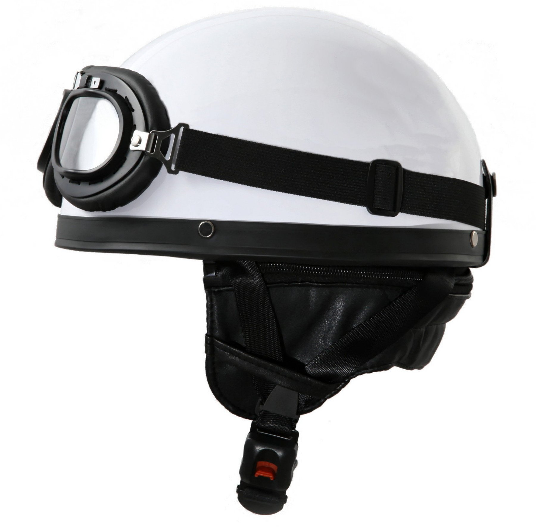 ATO Oldtimer Motorradhelm mit Fliegerbrille in Weiß Größe M 57 bis 58cm von ATO Moto