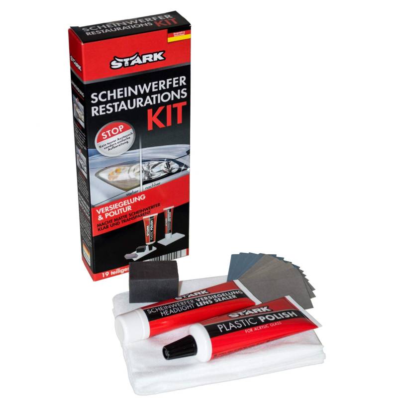 Scheinwerfer Restaurations Kit, Versiegelung und Politur, 19 teiliges Set. Macht Matte Scheinwerfer klar und transparent von Stark