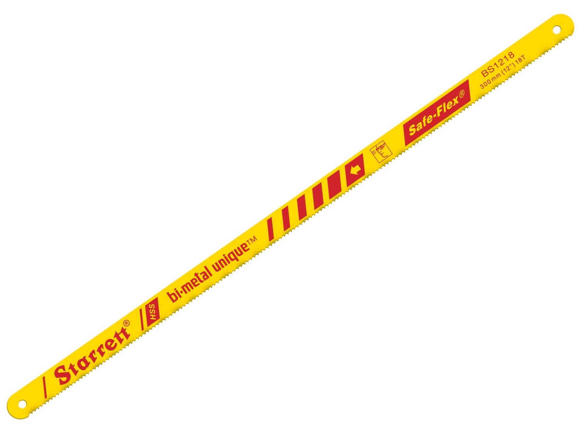 Starrett Bi-Metall-Bügelsägeblätter - KBS1232-2 Safe-Flex HSS Handsäge 300mm 32 TPI Schneide - für NE-Metalle, Edelstahl, Rohre, Kunststoffe - 2er Pack, Rot, Gelb von Starrett