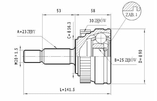 Statim C.357 Gelenksatz, Antriebswelle von Statim