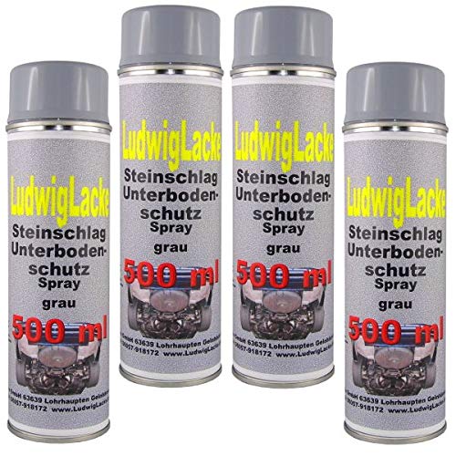 4 x 500 ml Spray Steinschlagschutz grau überlackierbar mit Autolack von Steinschlagschutz Unterbodenschutz