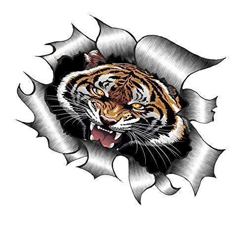 Sticar-it Ltd Zerrissen Metall Autoaufkleber Bengalischer Tiger Roar Design Vinyl Aufkleber - Multi, Small 105x130mm Approx von Sticar-it Ltd