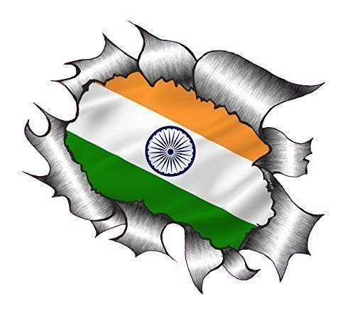 Sticar-it Ltd Zerrissenes Metall Auto Aufkleber Indien Indisch Nationalflagge Design Vinyl Aufkleber (Groß 205x160mm Ca.) von Sticar-it Ltd