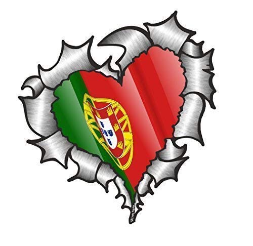 Herzform Metall Trennende Portugal Portugiesische Flagge-Fußball-Team-kombinierbar mit Aufkleber aus Vinyl für Auto 105x 100mm von Sticar-it