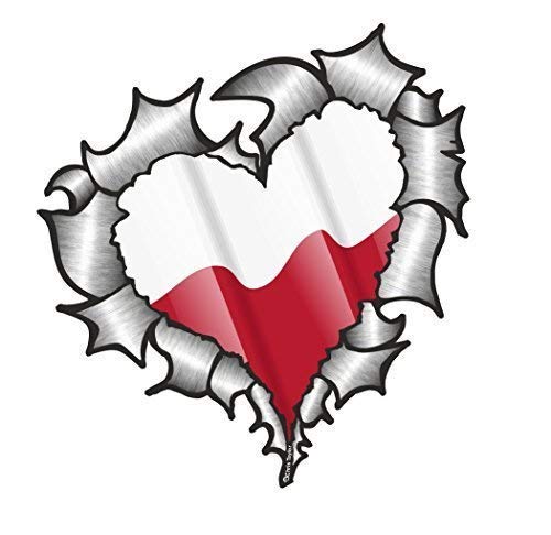 Sticar-it Herz Form Zerrissenes Metall Polen Politur Flagge Für Fußball Team Fan Match Vinyl Auto Aufkleber 105x100mm von GTTCCG