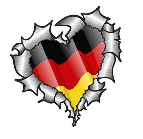 Sticar-it herzförmiges Zerrissenes Metall Deutschland Deutsche Flagge für Fußball team Fan Match Vinyl Autoaufkleber 105x100mm von Sticar-it