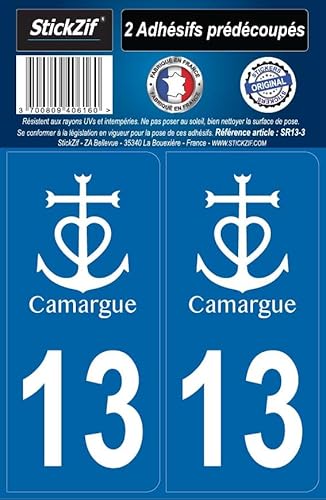 StickZif SR13 – 3 Aufkleber 2 Platte Departement 13 Croix De Camargue von StickZif