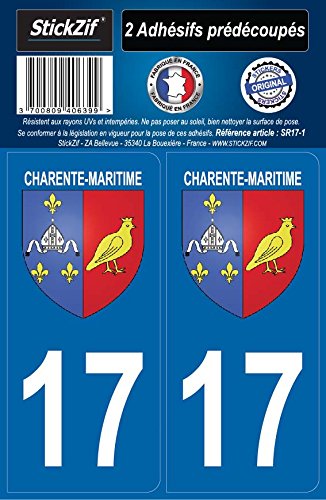 StickZif SR17 – 1 Aufkleber 2 Platte Departement 17 Wappen Charente-Maritime von StickZif