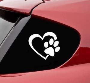 Sticker_Design_Shop Auto Aufkleber Autoaufkleber Hunde Katze Pfoten Pfotensticker mit Herz für Autos Waschstraßentauglich! Weiß von LZBBD