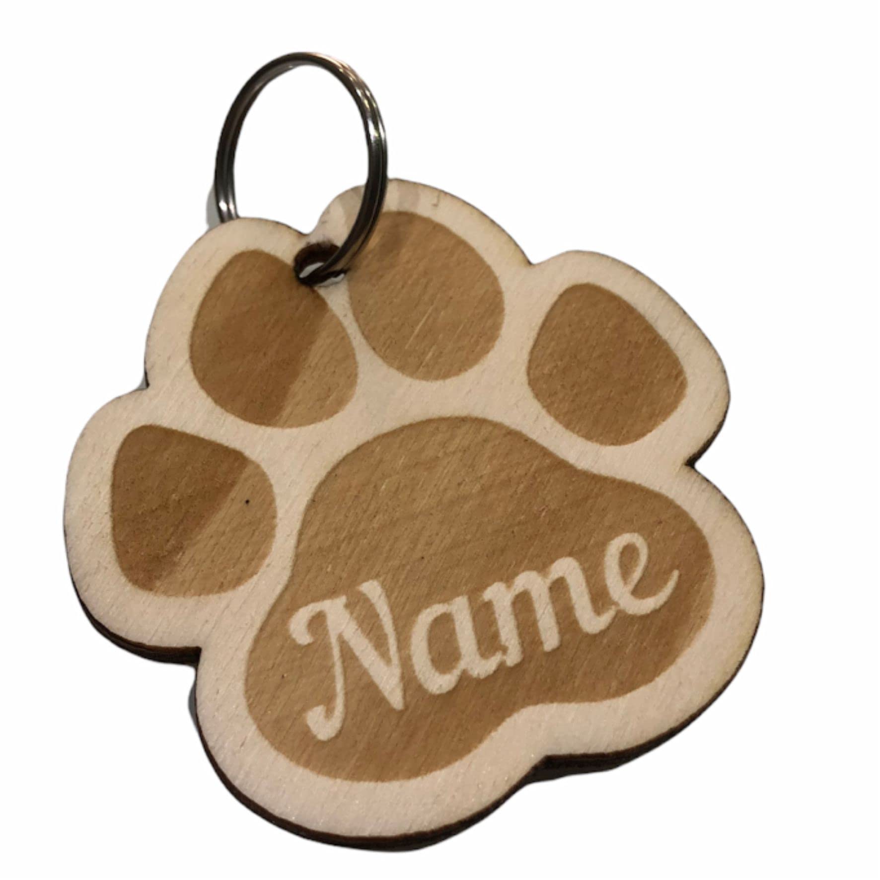 Sticker Design Shop Hunde Katze Pfoten Wunschname Schlüsselanhänger Anhänger Halsband Personalisiert Auto Namen Hundemarke ID Tag (6 cm) von Sticker Design Shop