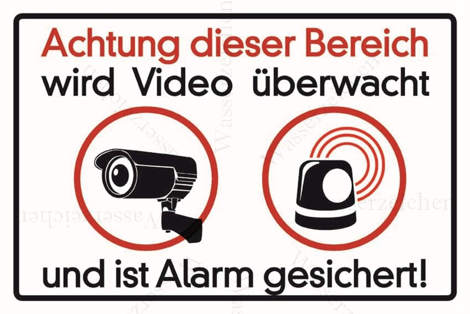 10cm! 2Stück!Aufkleber-Folie Wetterfest Made IN Germany Grundstück Parkplatz Videoüberwacht CCTV Alarm gesichert Video S583 UV&Waschanlagenfest-Auto-Vinyl-Sticker Decal Profi Qualität von Sticker-Designs