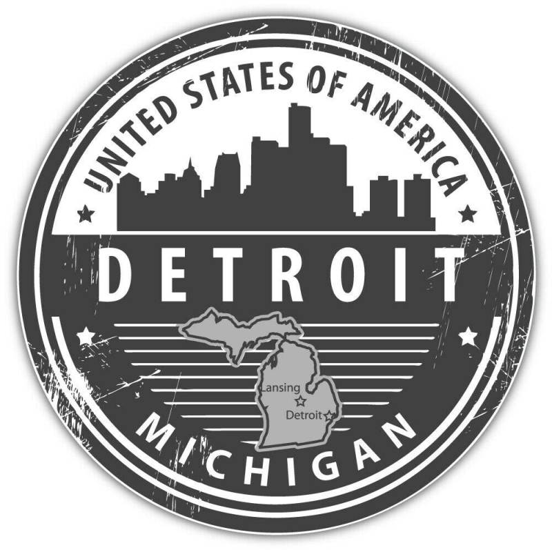 10cm! Klebe-Folie Wetterfest Made-IN-Germany Detroit City Michigan USA Staat Vintage H2971 UV&Waschanlagenfest Auto-Aufkleber Sticker Decal von Sticker-Designs