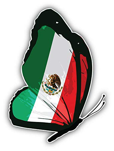 10cm! Klebe-Folie Wetterfest Made-IN-Germany Mexico Butterfly Schmetterling Flag Flagge Fahne Wappen G2217 UV&Waschanlagenfest Auto-Aufkleber Sticker Decal von Sticker-Designs