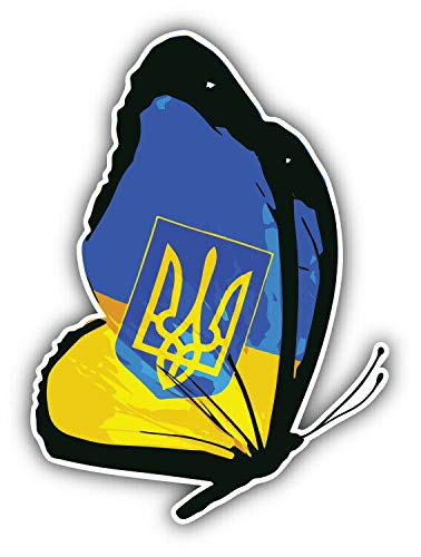 10cm! Klebe-Folie Wetterfest Made-IN-Germany Ukraine Butterfly Schmetterling Flag Flagge Fahne Wappen G2065 UV&Waschanlagenfest Auto-Aufkleber Sticker Decal von LZBBD