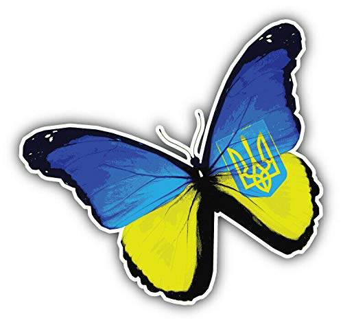 10cm! Klebe-Folie Wetterfest Made-IN-Germany Ukraine Grunge Flag Flagge Fahne Wappen Butterfly Schmetterling G1314 UV&Waschanlagenfest Auto-Aufkleber Sticker Decal von Sticker-Designs