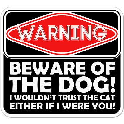 12cm! Klebe-Folie Wetterfest Made-IN-Germany Warning Beware The Dog car K1034 UV&Waschanlagenfest Auto-Aufkleber Sticker Decal von Sticker-Designs