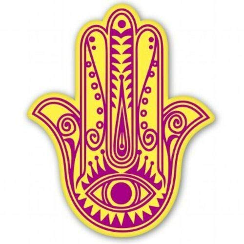 15cm! Klebe-Folie Wetterfest Made-IN-Germany Hamsa Fatima Hand Rosa Gelb L961 UV&Waschanlagenfest Auto-Aufkleber Sticker Decal von Sticker-Designs