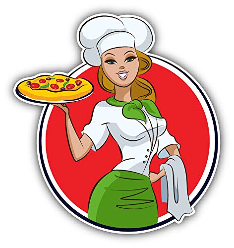 15cm! Klebe-Folie Wetterfest kompatibel für: Kellnerin kocht Pizza H1983 UV&Waschanlagenfest Auto-Aufkleber Sticker Decal von Sticker-Designs