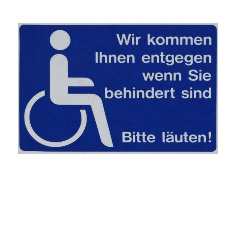 20cm! Aufkleber-Folie Wetterfest Made IN Germany Behindertengerecht WC Rollstuhlfahrer Parplatz Hilfe Bitte läuten klingel S978 UV&Waschanlagenfest-Auto-Sticker ProfiQualität von Sticker-Designs