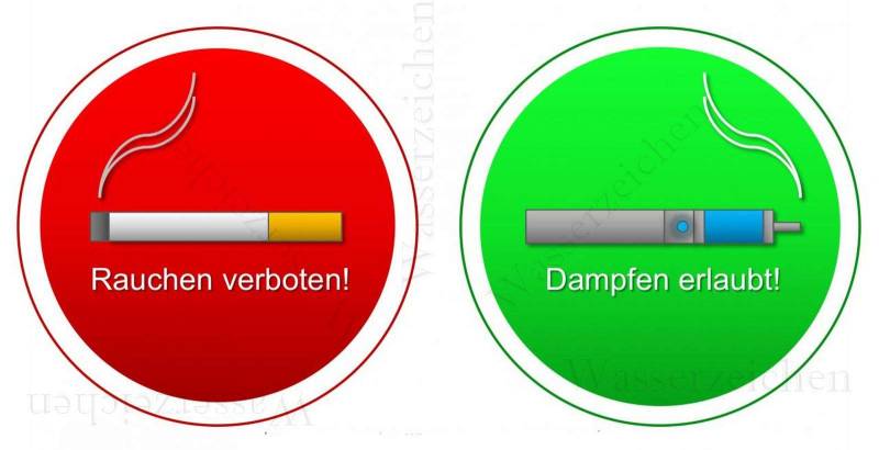30cm! Aufkleber-Folie Wetterfest Made IN Germany E-Zigaretten Dampfen Nicht erlaubt Rauchen Verboten Interdit de Fumer S676 UV&Waschanlagenfest-Auto-Sticker Decal Profi Qualität von Sticker-Designs