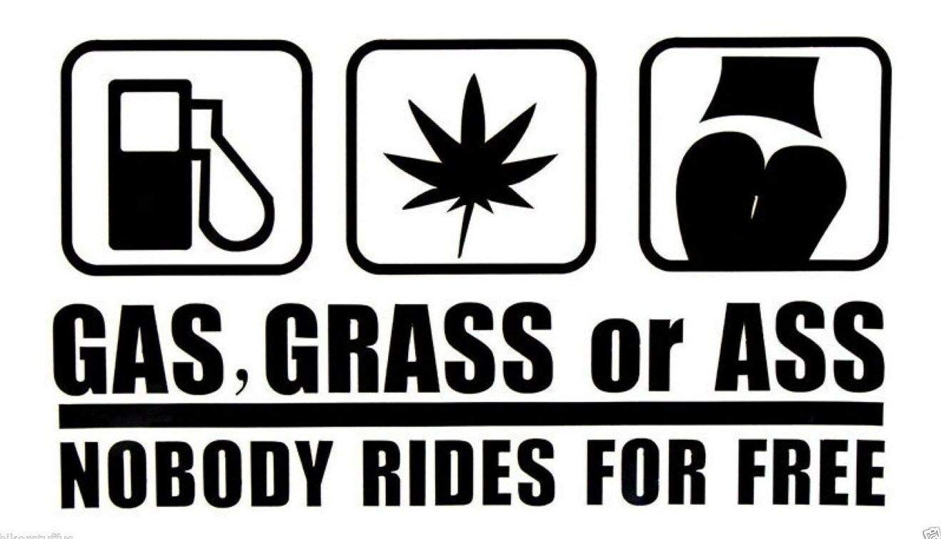 Sticker-Designs 10cm! Klebe-Folie Wetterfest Made-IN-Germany Gas Grass OR Ass Nobody Rides for Free UV&Waschanlagenfest Auto-Aufkleber Profi-Qualität! F1824 von Sticker-Designs