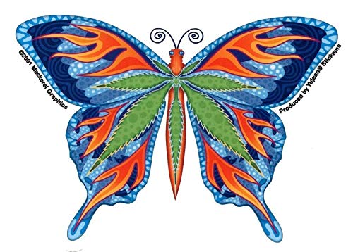 Sticker-Designs 10cm! Klebe-Folie Wetterfest Made-IN-Germany: Cannabis THC Butterfly Marijuana E338 UV Waschanlagenfest Auto-Aufkleber Profi-Qualität! von Sticker-Designs