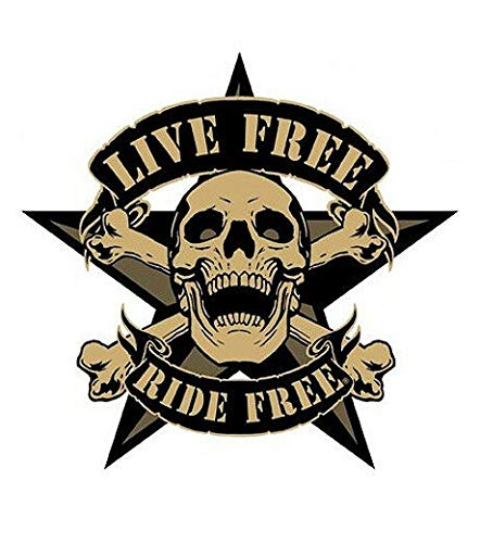 Sticker-Designs 15cm! Klebe-Folie Wetterfest Made-IN-Germany: LIVE Free - Ride Free Skull Totenkopf Hot E2 UV Waschanlagenfest Auto-Aufkleber Profi-Qualität! von Sticker-Designs