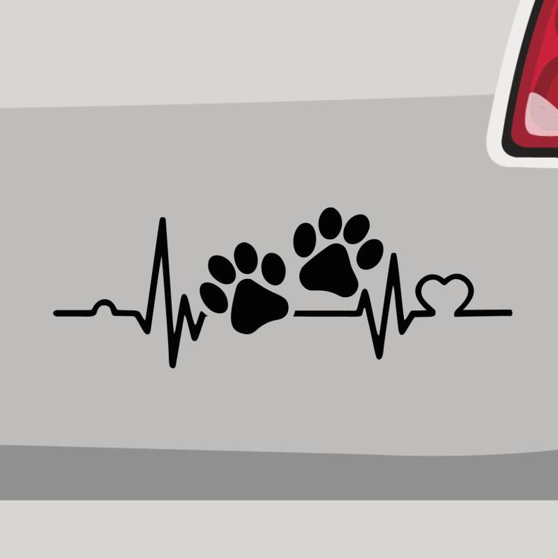 Aufkleber - Pfoten Herzschlag Hund Katze - Sticker, Folienaukleber für Auto, Motorrad, Fahrrad, Laptop, LKW (29x10cm | Blau) von Stickerfreaks