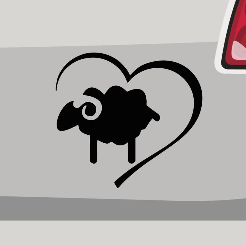 Aufkleber - Schaf Bock Herz Liebe Tier - Sticker, Folienaukleber für Auto, Motorrad, Fahrrad, Laptop, LKW (10x9,5cm | Enzian) von Stickerfreaks