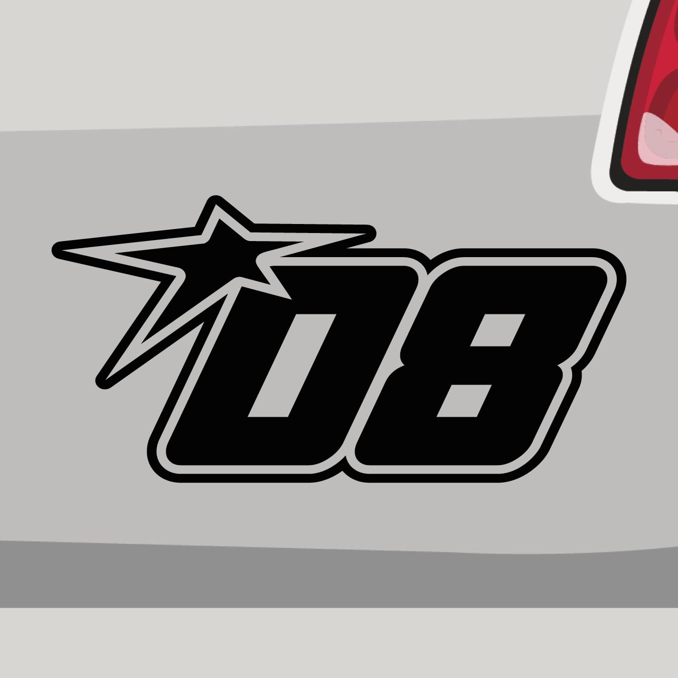 Aufkleber - Startnummer 08 Number Star - Sticker, Folienaukleber für Auto, Motorrad, Fahrrad, Laptop, LKW (46x23cm | Neongelb) von Stickerfreaks