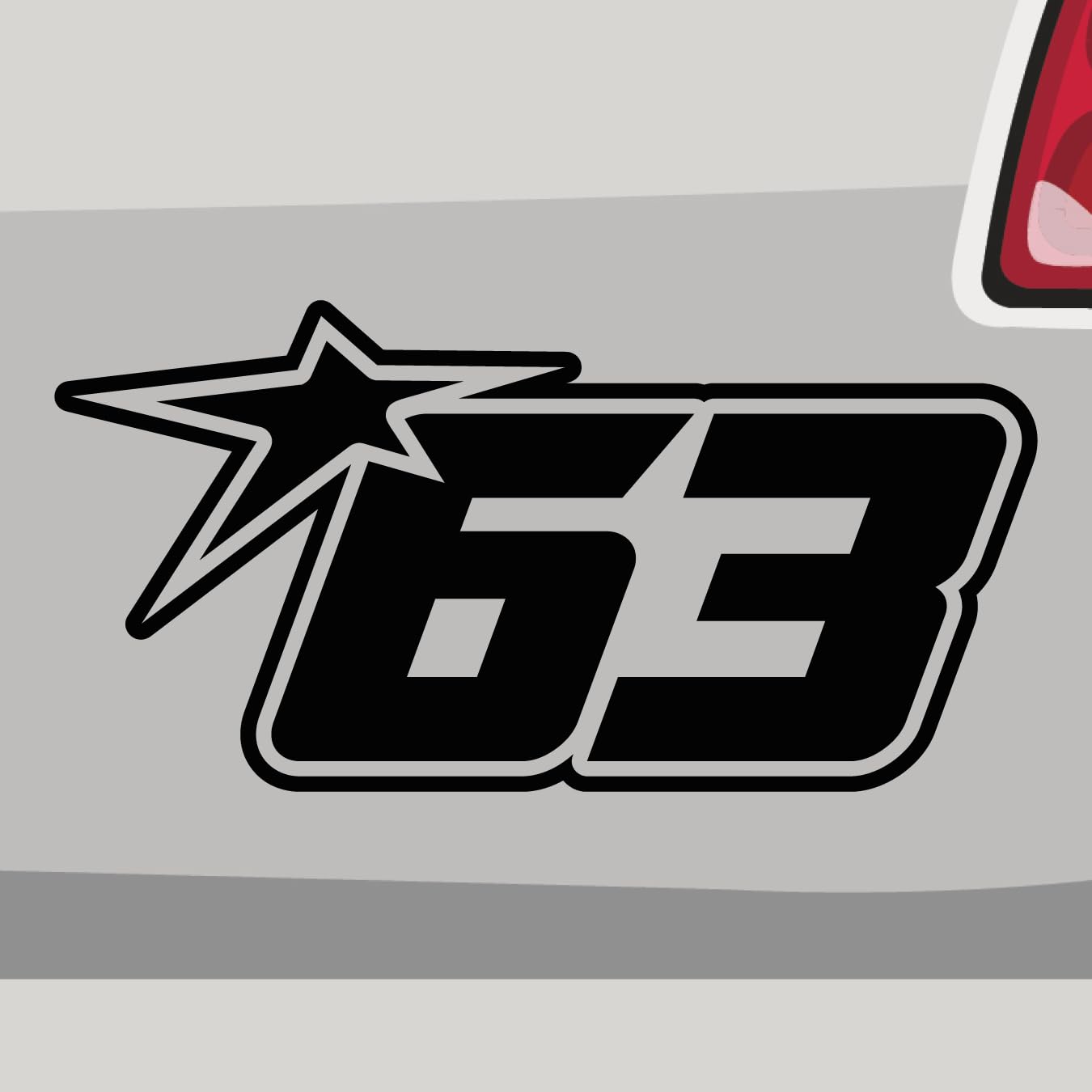 Aufkleber - Startnummer 63 Race Number - Sticker, Folienaukleber für Auto, Motorrad, Fahrrad, Laptop, LKW (10x5cm | Gelb) von Stickerfreaks