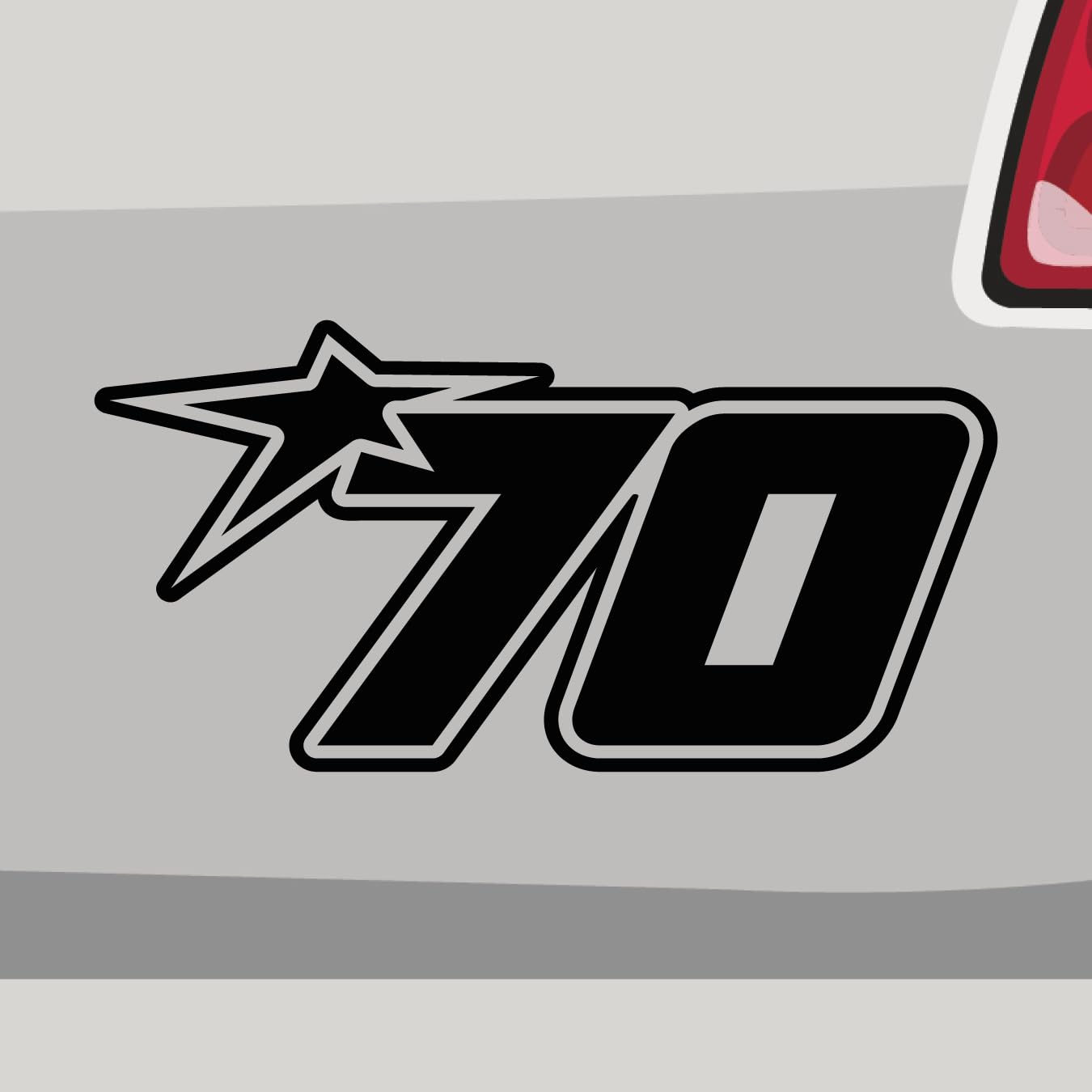 Aufkleber - Startnummer 70 Race Bike Stern - Sticker, Folienaukleber für Auto, Motorrad, Fahrrad, Laptop, LKW (100x50cm | Schwarz) von Stickerfreaks