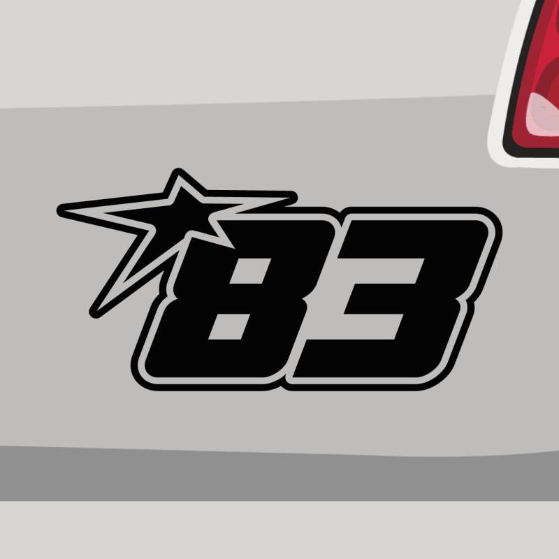 Aufkleber - Startnummer 83 Race Number Fun - Sticker, Folienaukleber für Auto, Motorrad, Fahrrad, Laptop, LKW (100x50cm | Silber) von Stickerfreaks